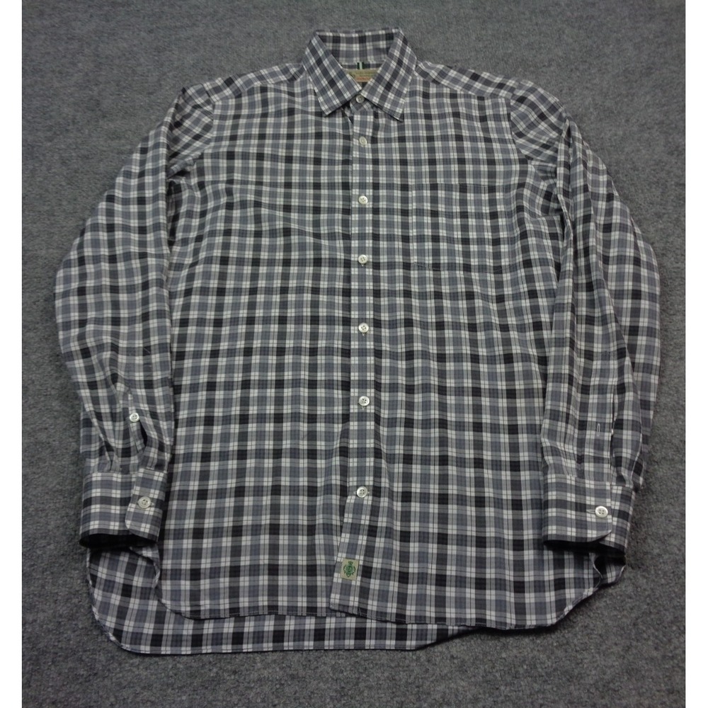Luigi Borrelli Archivio Dress Shirt Mens 15 1/2 39 Gray Check Plaid Cotton Italy